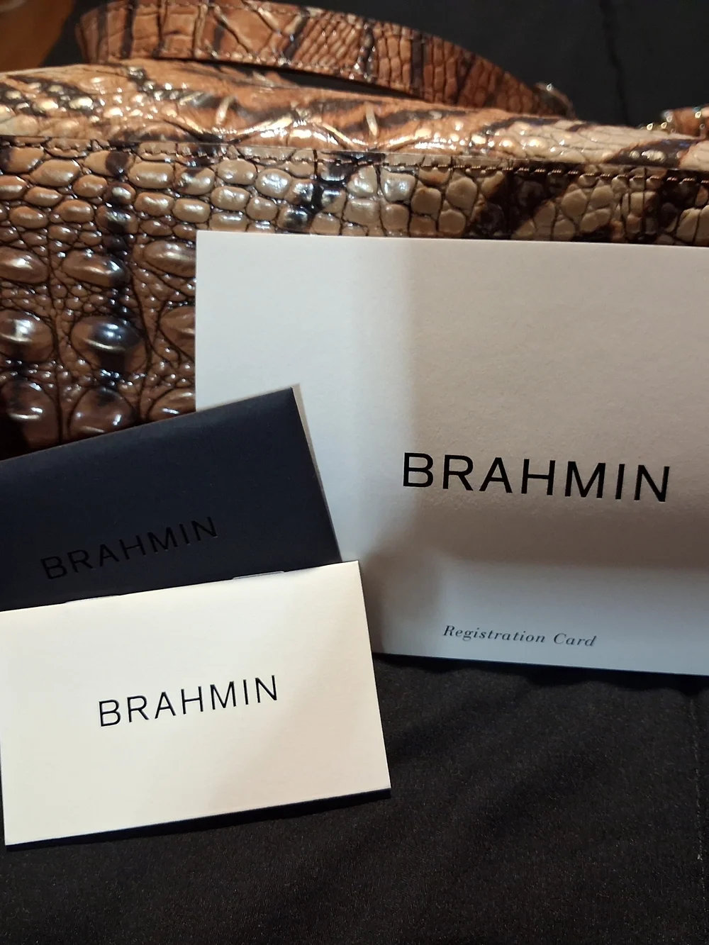 Brahmin Brown Croc-Embossed Leather Tote with Dark Accents